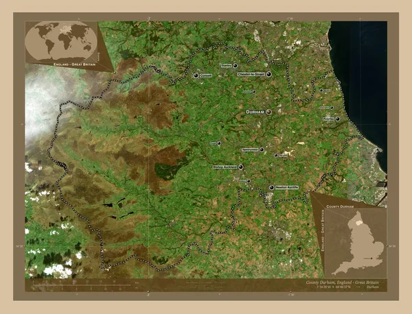 Condado Durham Condado Administrativo Inglaterra Gran Bretaña Mapa Satelital Baja —  Fotos de Stock