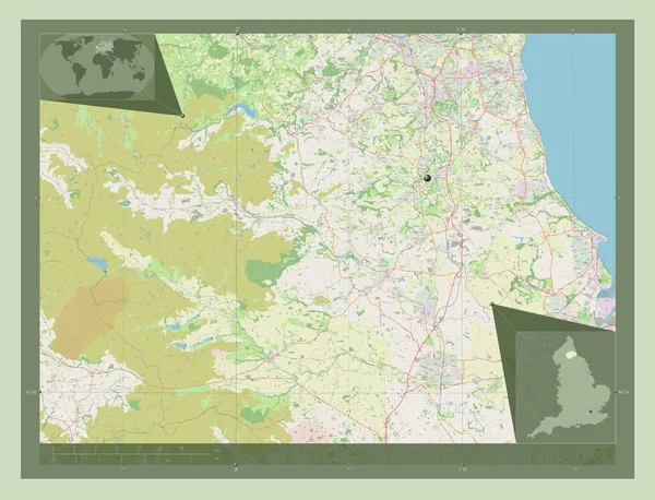 Contea Durham Durham Inghilterra Mappa Stradale Aperta Mappa Della Posizione — Foto Stock