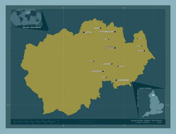 Grafschaft Durham Verwaltungsbezirk Von England Großbritannien Einfarbige Form Orte Und — Stockfoto