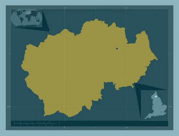 达勒姆郡 英格兰的行政区划 大不列颠 固体的颜色形状 角辅助位置图 — 图库照片