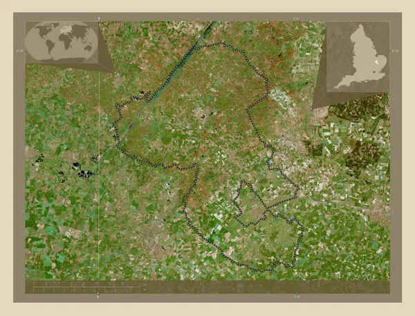 东坎布里奇郡 英格兰的非都市地区 大不列颠 高分辨率卫星地图 角辅助位置图 — 图库照片
