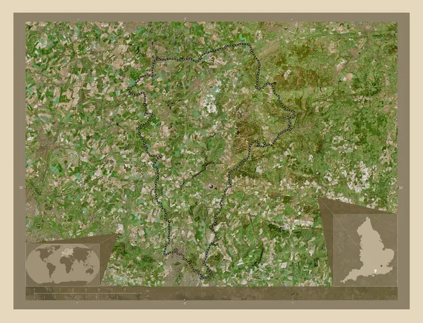 东罕布什尔州 英格兰的非大都市地区 大不列颠 高分辨率卫星地图 角辅助位置图 — 图库照片