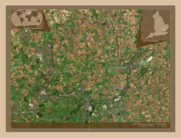 Східний Гартфордшир Нестоличний Район Англії Велика Британія Супутникова Карта Низькою — стокове фото