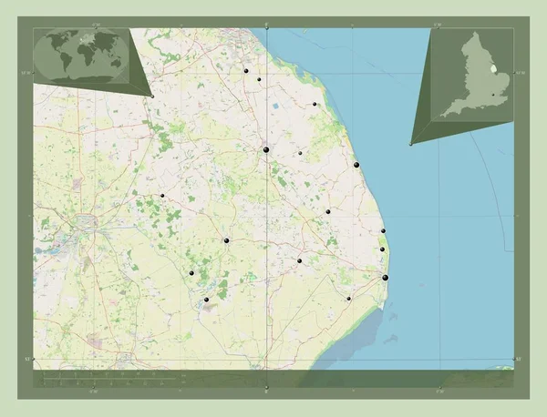 Ист Линдси Неметаллический Район Англии Великобритания Карта Улиц Места Расположения — стоковое фото