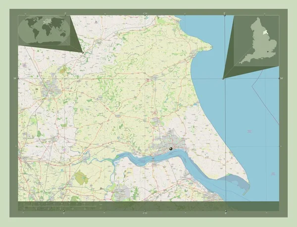 East Riding Yorkshire Unitary Authority England Великобритания Карта Улиц Вспомогательные — стоковое фото