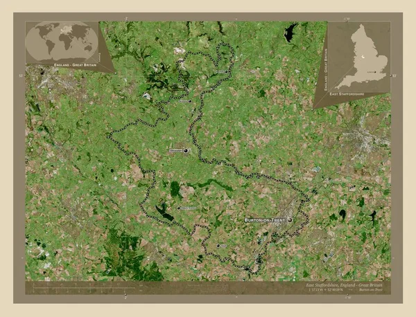 East Staffordshire Distrito Metropolitano Inglaterra Gran Bretaña Mapa Satelital Alta —  Fotos de Stock