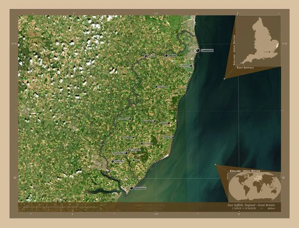 East Suffolk Μητροπολιτική Περιφέρεια Αγγλίας Μεγάλης Βρετανίας Δορυφορικός Χάρτης Χαμηλής — Φωτογραφία Αρχείου