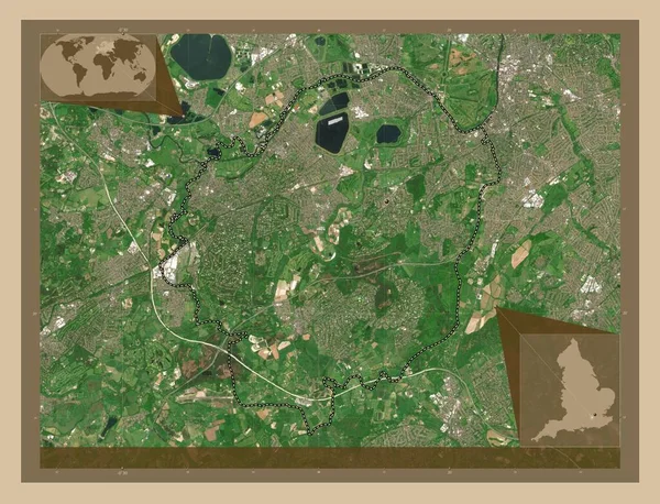 埃尔姆布里奇 英格兰非大都市地区 大不列颠 低分辨率卫星地图 角辅助位置图 — 图库照片