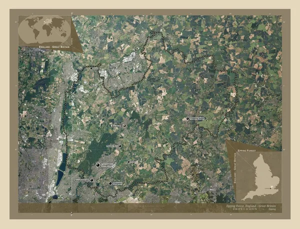 Epping Forest Niemetropolitalna Dzielnica Anglii Wielka Brytania Mapa Satelity Wysokiej — Zdjęcie stockowe