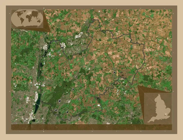 Epping Forest 英格兰非都市地区 大不列颠 低分辨率卫星地图 该区域主要城市的所在地点 角辅助位置图 — 图库照片