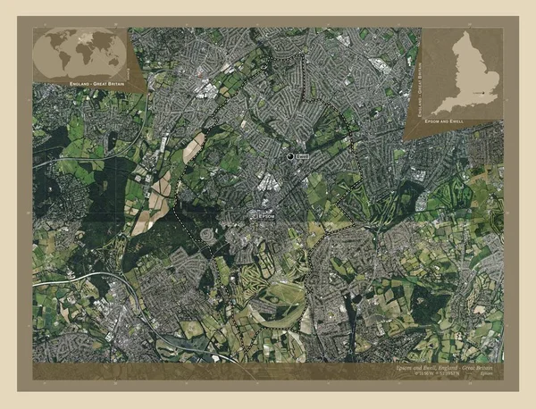 Epsom Ewell Nemetropolitní Okres Anglie Velká Británie Satelitní Mapa Vysokým — Stock fotografie