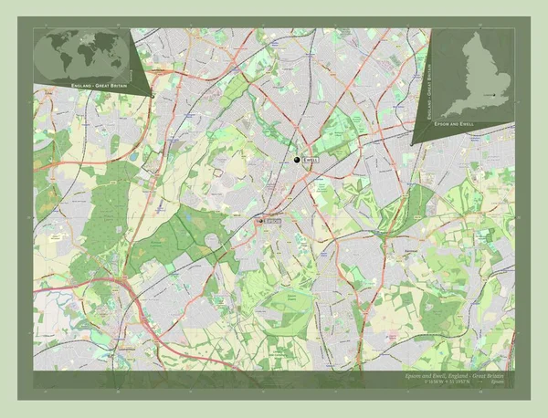 Epsom Ewell Distrito Metropolitano Inglaterra Gran Bretaña Open Street Map — Foto de Stock