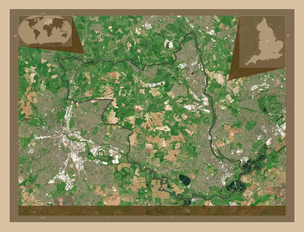 Erewash 英格兰非都市地区 大不列颠 低分辨率卫星地图 角辅助位置图 — 图库照片