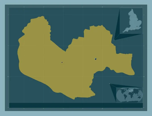 イギリスの首都圏ではない地域 ファレハム イギリス しっかりした色の形 地域の主要都市の場所 コーナー補助位置図 — ストック写真