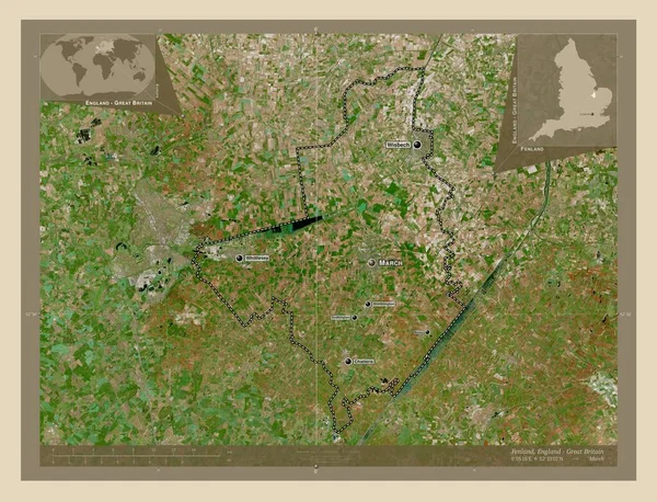 Fenland Niet Grootstedelijk District Van Engeland Groot Brittannië Satellietkaart Met — Stockfoto