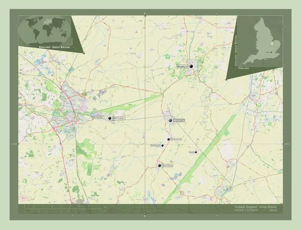 Фенлэнд Необитаемый Район Англии Великобритания Карта Улиц Места Названия Крупных — стоковое фото
