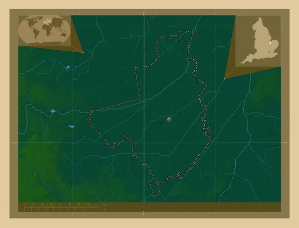 Фенлэнд Необитаемый Район Англии Великобритания Цветная Карта Высоты Озерами Реками — стоковое фото