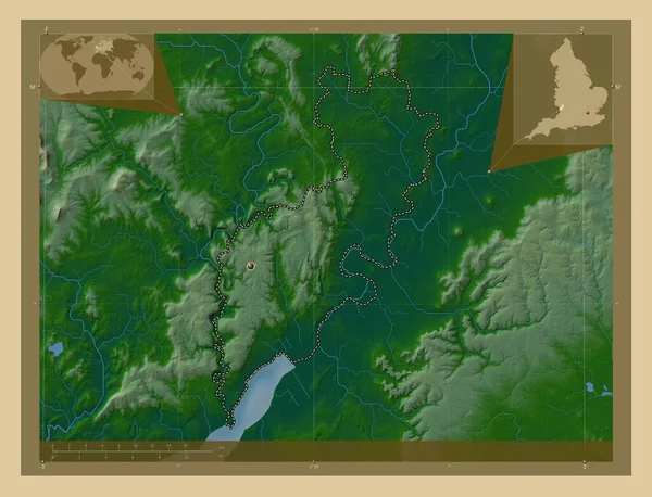 Лес Дина Неметаморфозный Район Англии Великобритания Цветная Карта Высоты Озерами — стоковое фото