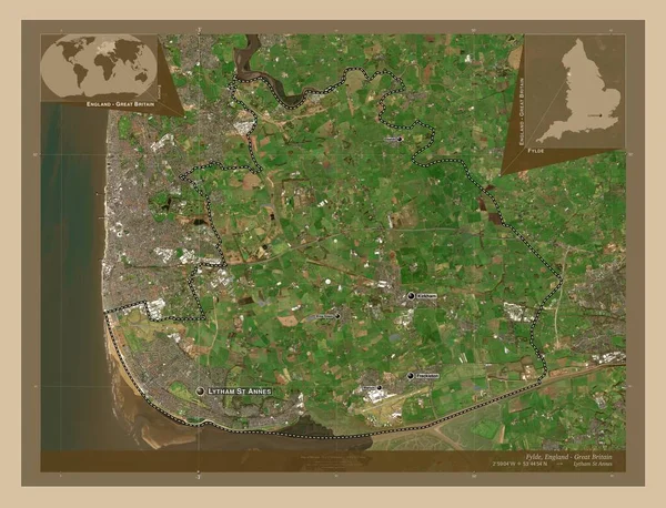 Fylde Μητροπολιτική Περιφέρεια Αγγλίας Μεγάλης Βρετανίας Δορυφορικός Χάρτης Χαμηλής Ανάλυσης — Φωτογραφία Αρχείου