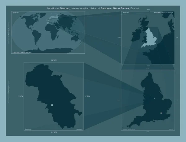 Gedling Non Metropolitan District England Great Britain Diagram Showing Location — Stock Photo, Image
