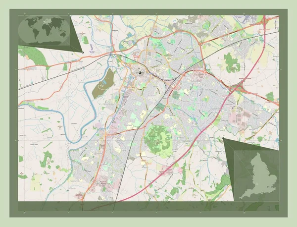 Gloucester Nicht Metropolregion Von England Großbritannien Open Street Map Standorte — Stockfoto