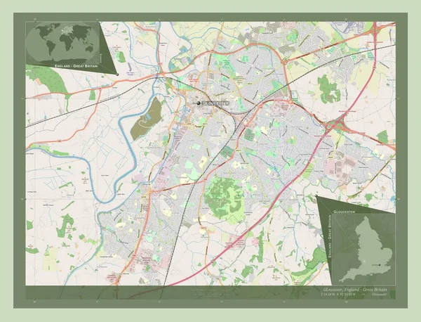 Gloucester Distrito Metropolitano Inglaterra Gran Bretaña Open Street Map Ubicaciones —  Fotos de Stock
