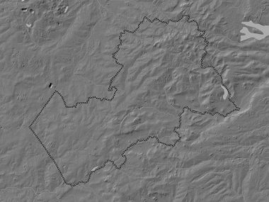 Harborough, İngiltere 'nin metropolitan olmayan bölgesi, Büyük Britanya. Gölleri ve nehirleri olan çift seviyeli yükseklik haritası