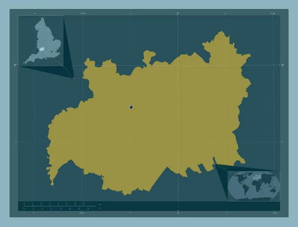 格洛斯特郡 英格兰的行政区划 大不列颠 固体的颜色形状 角辅助位置图 — 图库照片