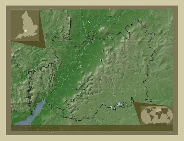 Глостершир Адміністративний Округ Англії Велика Британія Висота Карти Забарвлена Вікі — стокове фото