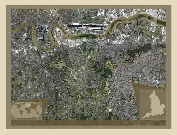 Royal Borough Greenwich Londres Inglaterra Gran Bretaña Mapa Satelital Alta —  Fotos de Stock