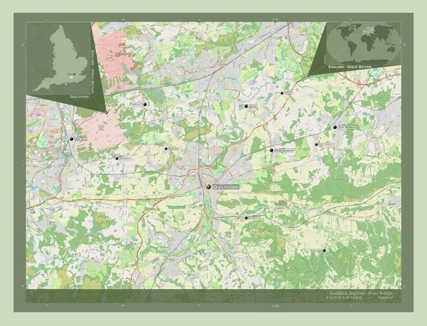 Guildford Distrito Não Metropolitano Inglaterra Grã Bretanha Abrir Mapa Rua — Fotografia de Stock