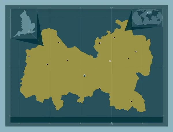 イギリスの非大都市圏 ギルフォード イギリス しっかりした色の形 地域の主要都市の場所 コーナー補助位置図 — ストック写真
