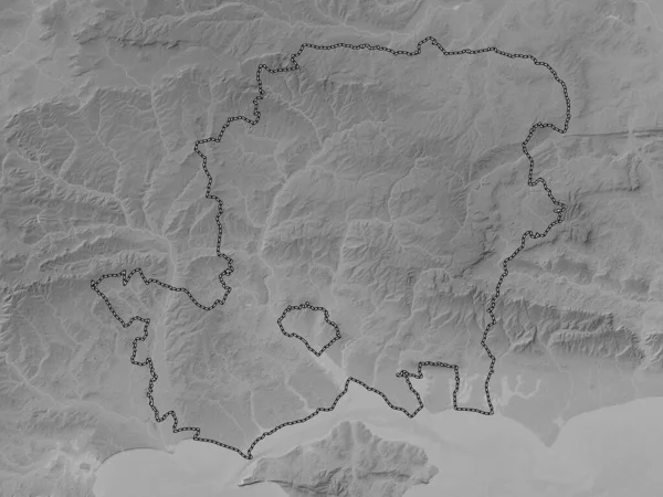 汉普郡 英格兰的行政区划 大不列颠 带有湖泊和河流的灰度高程图 — 图库照片