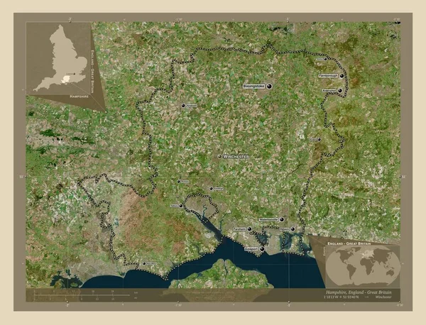 Hampshire Condado Administrativo Inglaterra Gran Bretaña Mapa Satelital Alta Resolución —  Fotos de Stock