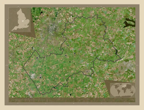 英国非都市地区哈伯勒 大不列颠 高分辨率卫星地图 该区域主要城市的所在地点 角辅助位置图 — 图库照片