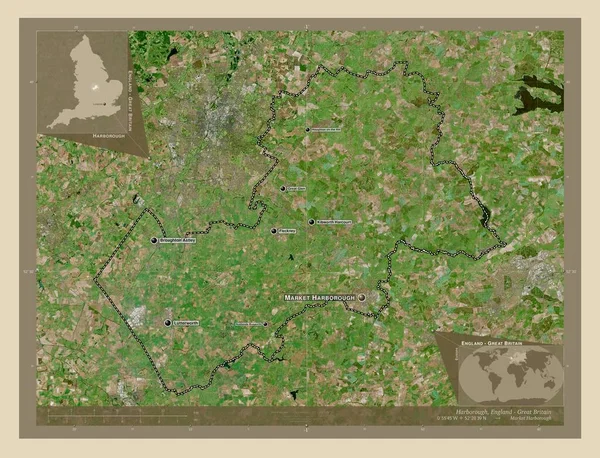 Harborough Distrito Metropolitano Inglaterra Gran Bretaña Mapa Satelital Alta Resolución —  Fotos de Stock