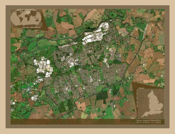 Harlow Non Metropolitní Okres Anglie Velká Británie Satelitní Mapa Nízkým — Stock fotografie