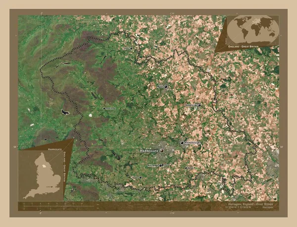 Harrogate Distrito Não Metropolitano Inglaterra Grã Bretanha Mapa Satélite Baixa — Fotografia de Stock