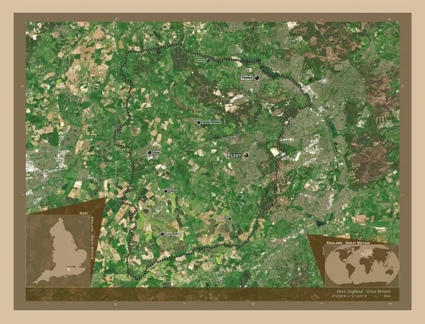 英格兰非都市地区 大不列颠 低分辨率卫星地图 该区域主要城市的地点和名称 角辅助位置图 — 图库照片