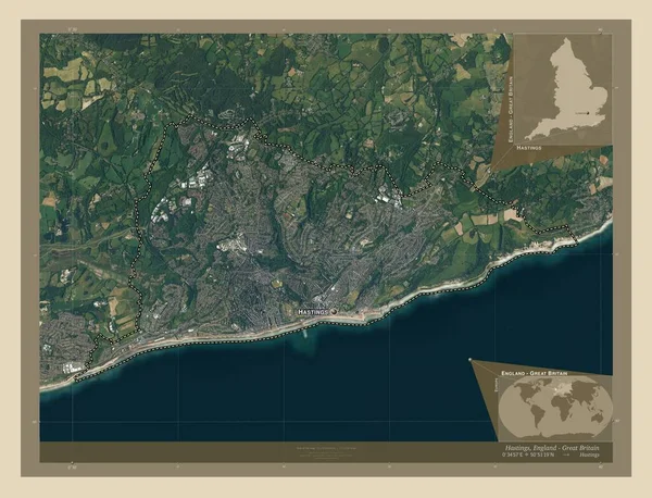 Hastings Niemetropolitalna Dzielnica Anglii Wielka Brytania Mapa Satelity Wysokiej Rozdzielczości — Zdjęcie stockowe