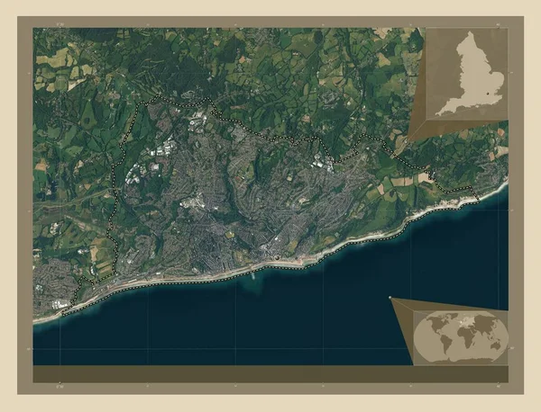 Hastings Niet Grootstedelijk District Van Engeland Groot Brittannië Satellietkaart Met — Stockfoto
