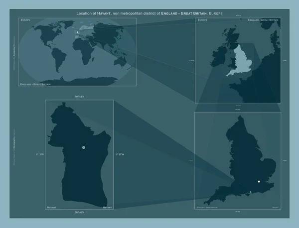 Хавант Неметафорный Район Англии Великобритания Диаграмма Показывающая Расположение Региона Крупных — стоковое фото