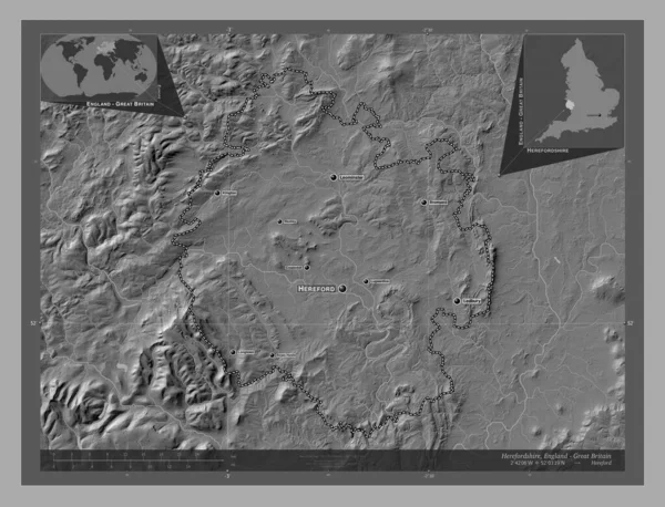 Herefordshire Unitaire Autoriteit Van Engeland Groot Brittannië Hoogteplattegrond Met Meren — Stockfoto