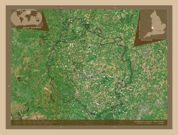 Herefordshire Autorità Unitaria Dell Inghilterra Gran Bretagna Mappa Satellitare Bassa — Foto Stock
