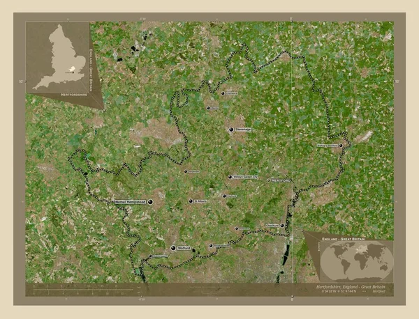 Hertfordshire Condado Administrativo Inglaterra Gran Bretaña Mapa Satelital Alta Resolución — Foto de Stock