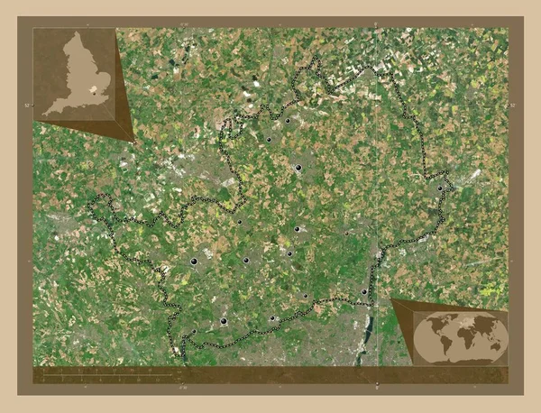 Hertfordshire Condado Administrativo Inglaterra Grã Bretanha Mapa Satélite Baixa Resolução — Fotografia de Stock