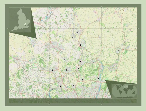 Hertfordshire Condado Administrativo Inglaterra Grã Bretanha Abrir Mapa Rua Locais — Fotografia de Stock