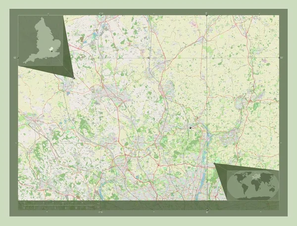 Hertfordshire Condado Administrativo Inglaterra Grã Bretanha Abrir Mapa Rua Mapa — Fotografia de Stock