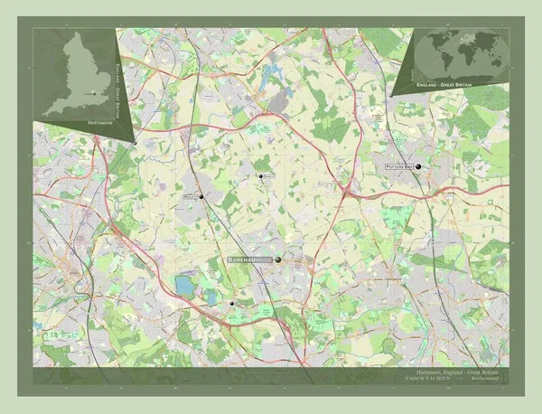 Hertsmere Distretto Non Metropolitano Dell Inghilterra Gran Bretagna Mappa Stradale — Foto Stock