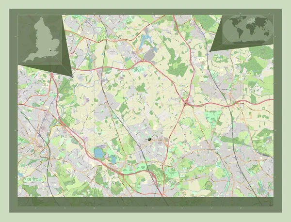Hertsmere 英格兰非大都市地区 大不列颠 开放街道地图 角辅助位置图 — 图库照片